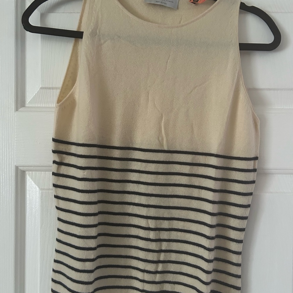 Barneys New York Women's Sleeve Less Cashmere Knitted Top Striped Size M (#013)